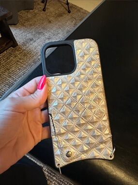 Bandolier Gold Quilted Pyramid Phone Case with Card Slot